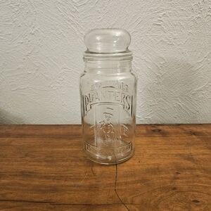 Vtg 1981 75th Anniversary Planters Mr. Peanut Glass Jar w/ Lid Cannister Promo